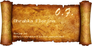 Ohrabka Florina névjegykártya